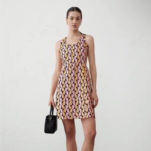 Pink and Yellow Geometric Mini Dress